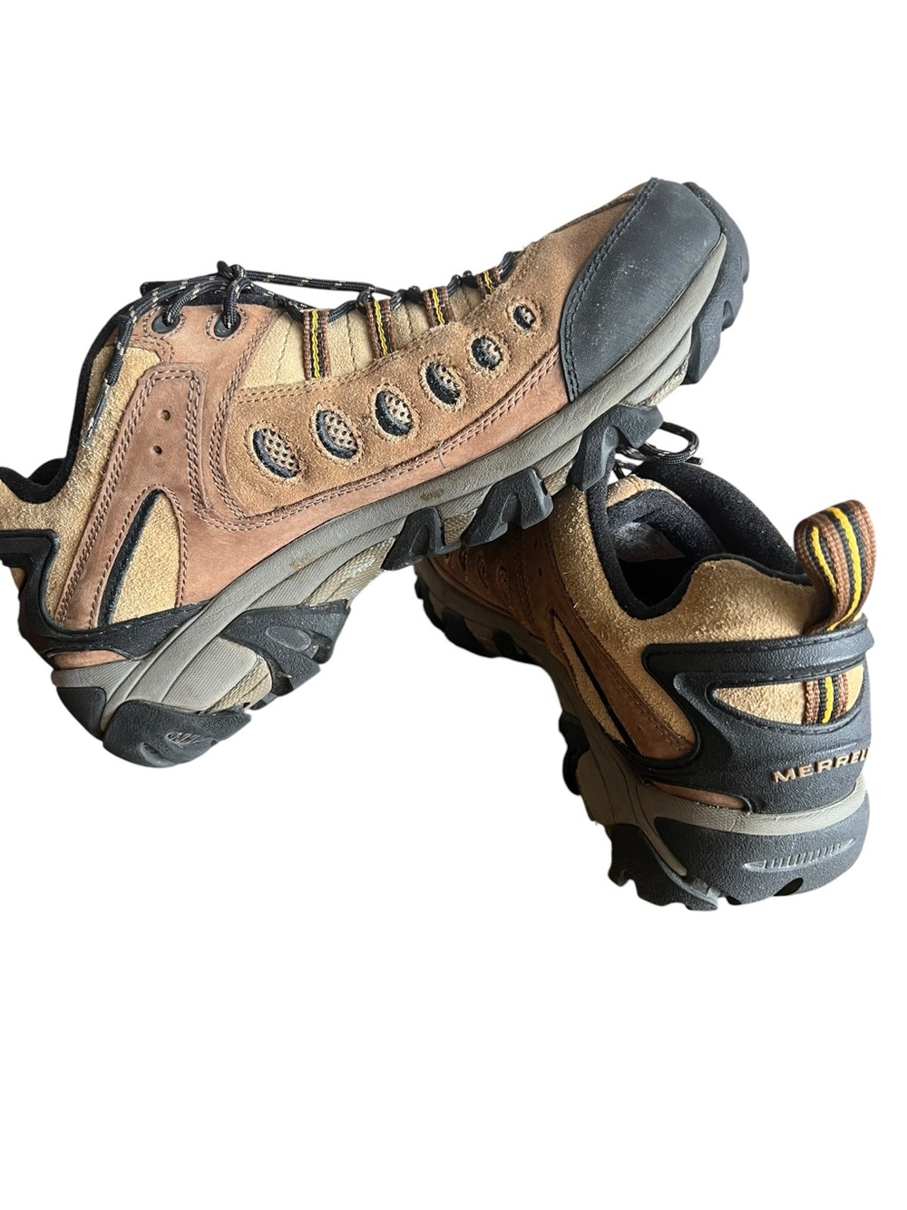 Merrell Kinetic Mens 9.5 Hiking Shoes Vibram Birch Brown Water Resistant J88039W